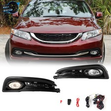 For 2013-2015 Honda Civic 4 Door Sedan Fog Lights Clear Bumper Driving Lamp Pair