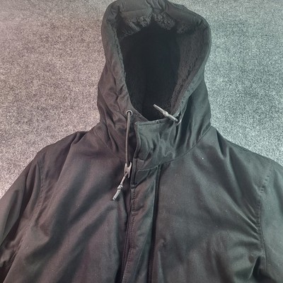 Sinsay Mens Collection Black Hooded Sherpa Lined Winter Parka Coat L