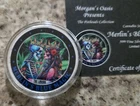 Potheads Lovers Stoner Day Of The Dead Merlins Blue Magic 1Oz Silver Round COA
