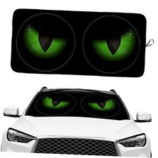 Windshield Sunshade for Car SUV Truck Foldable Uv Ray Black Cat Green Evil Eyes