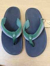 NWB Men Olukai 'Ohana Koa Flip-Flops Sandals Shadow Green/Charcoal Size 12