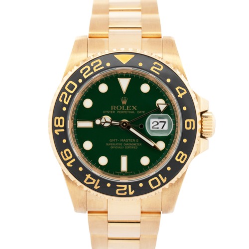 PAPERS Rolex GMT-Master II GREEN 18K Yellow Gold Oyster 40mm 1...