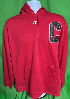 Red Champion Hoodie with Green Plaid ''C'' Size XL NEW