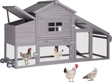 Aivituvin Chicken Coop Outdoor Wooden Poultry Cage Mobile Hen House with Wheels