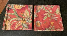 (2) Pottery Barn Vanessa Floral Pillow Covers~ 24x24 ~Linen Cotton~Rich Colors