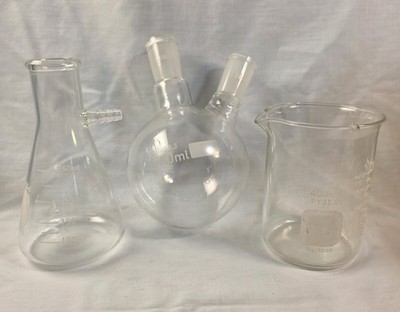 Boro round bottom flask 500ML - 24/40, Boro 250ml Filter Flask & 400ml Pyrex 3pc