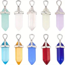 1box 10 colors Pointed Pendants Pointed Hexagonal Pendants 28~29.5x9~9.5x8mm