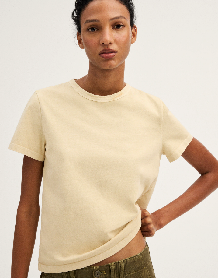 MADEWELL The Perfect Crewneck Tee in Allday Jersey - Pale Chamois, Standard