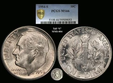 1954-S Roosevelt Dime graded PCGS MS66.....for the variety collector!