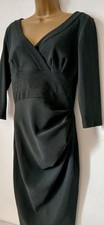 Diva Catwalk  black Ruched Midi Stretch Pencil Dress Size L  slimming vgc