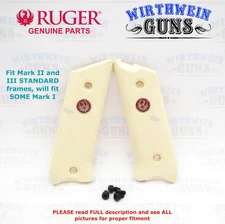Factory RUGER Mark 3 Faux Ivory Checkered Synthetic Target Grips MK 2 III II