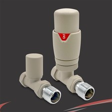 TRV Radiator Valves Thermostatic Cappuccino Straight Set Towel Rails (Pair)