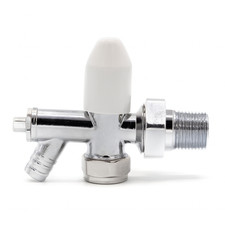 15mm Chrome Lockshield Radiator Valve with Integrated Drain Off