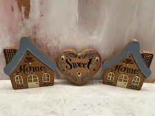 Home Sweet Home 90’s Country Wood Wall Decor 3 Piece Set Cottagecore Farmhouse