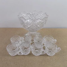 Antique Westmoreland Glass Child's Toy Punch Bowl Set EAPG Pressed Glass VGC