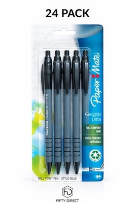 6 Pack Paper Mate Flexgrip Ultra Ballpoint Pens Black 4ct