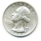 US    silver quarter   1964 P      ...........164559