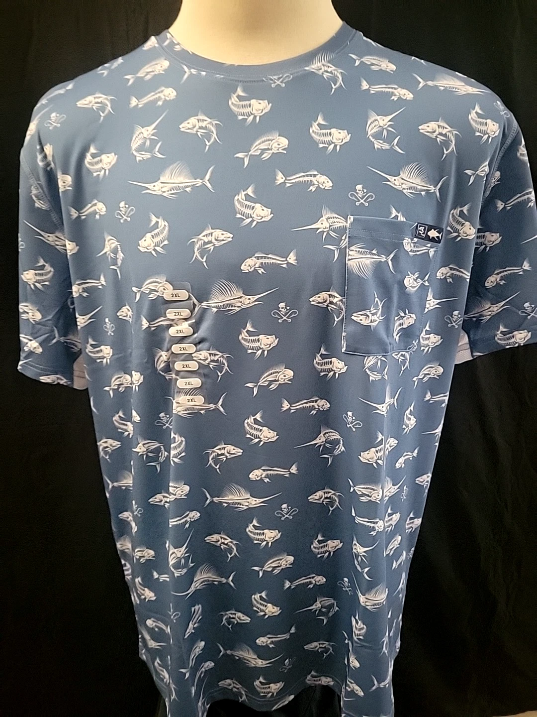 New Men's 2XL Salt Life Live Salty Blue SLX Performance Fishing Shirt
