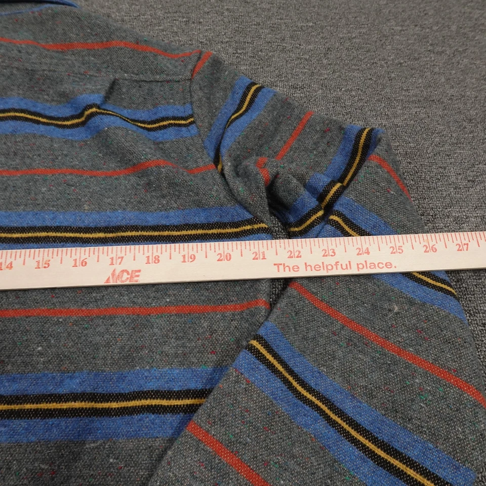 Camisa RVCA Para Hombre Gris Mediana Rayas Mezcla Lana Franela Manga Larga Botón Delantero Foto 4 de 4