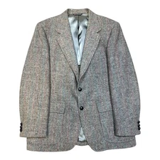 George Barry Harris Tweed Blazer 44R Gray Multi-Color 100% Scottish Wool Vintage