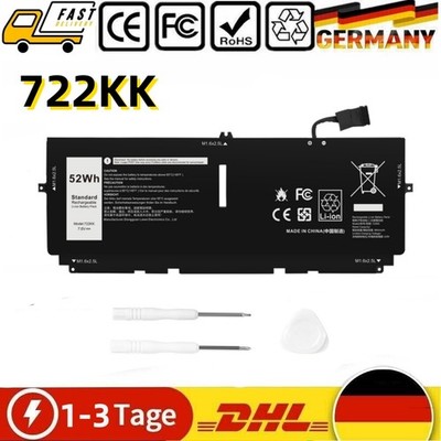 52WH 722KK Akku für Dell XPS 13 9300 9310 9380 (2020) P117G P117G001 2XXFW