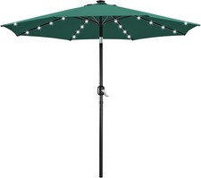 10FT Solar Powered Patio Umbrella UV Protection Market Table Umbrella w/ 32 LED