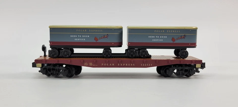 S-Gauge American Flyer Polar Express Trailers on Flat Car - NIB - Image 3 of 4