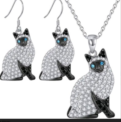 #ad Siamese Cat earrings Necklace Set fashion jewelry NEW Free Ship $22.49