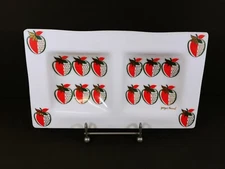 Vintage 1950s Georges Briard White Milk Glass Serving Tray 14.5" Strawberry