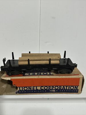 Lionel 3461 Automatic Lumber Car Wood Log Load Boxed Postwar Model Train.A10