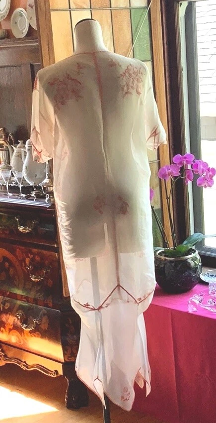 Exquisito vestido vintage de organza de seda hecho a mano en Francia Foto 4 de 4