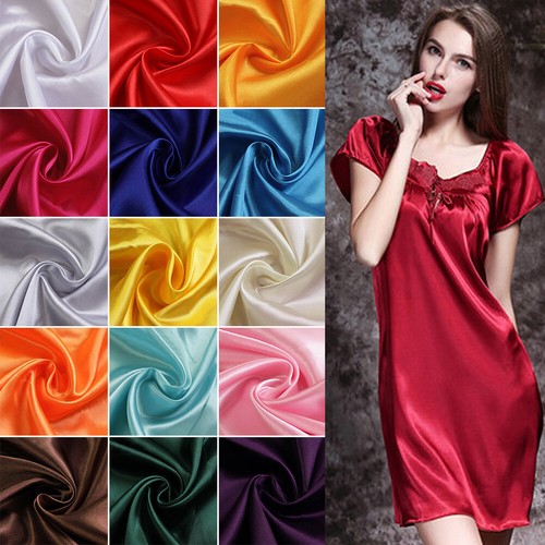 2025 NEW Solid Faux Silk Satin Fabric Craft Cloth Dress Blouse DIY Sewing - Picture 2 of 41
