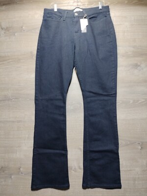 Yummie Demin Brand Jeans Women's Navy Mid Rise Boot Leg Cotton Blend Size 32