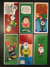 6 PACK 1980&rsquo;s NEW TRUE VINTAGE HUMOROUS CHRISTMAS CARDS jokes saucy xmas funny