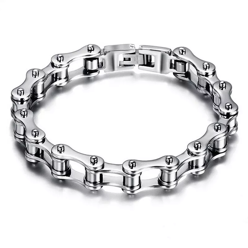 Mens Bracelet Link Cycle Bike Chain Design Heavy Stainless Steel Jewelry Gift