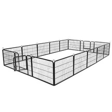 Dog Kennel Detachable 16 Panel Exercise Playpen Multiple Shape Safe for Pet 24"
