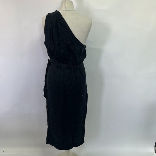 Anthropologie One-Shoulder Linen Midi Dress. Black. UK 14. RRP £148 - Picture 3 of 8