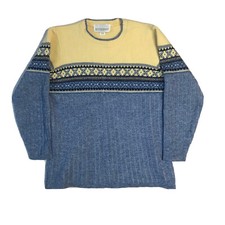 Motherhood Sweater Womens Medium Blue Fair Isle Acrylic Pullover Made In USA