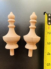 Antique Clock . Solid Wood Finials. Set Of 2.