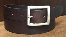 The Limited Brown Italian Leather Belt Sz S 1-1/8  Wide Square Buckle VGUC