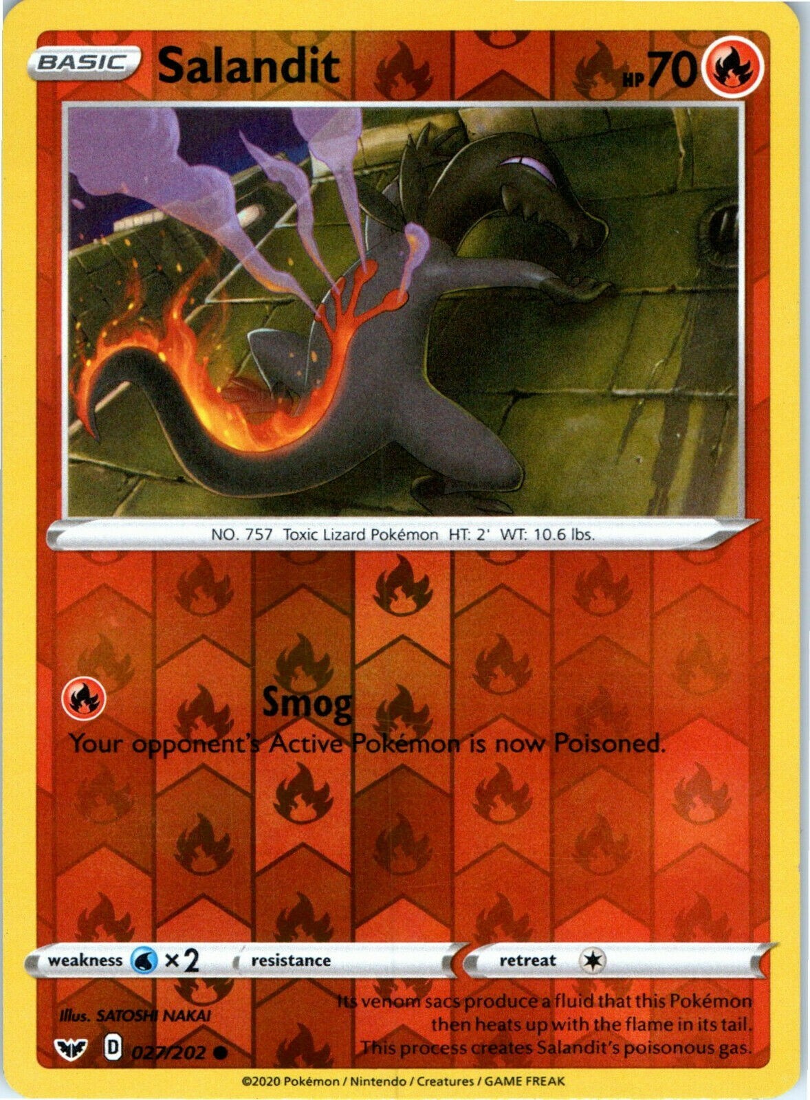 Salandit 027/202 - Sword & Shield - Reverse Holo - NM/M - Pokemon -New