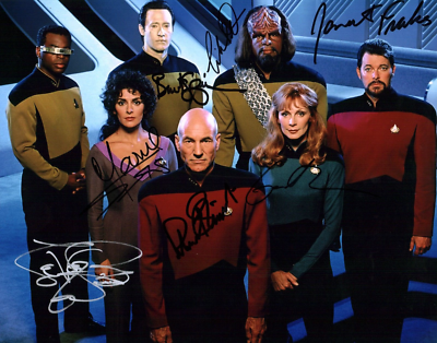 Star Trek: TNG 11x14 Photo Poster Cast x7 Signed Stewart Frakes +5