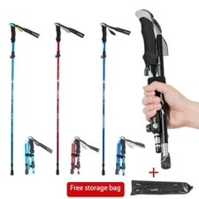 Ultralight Folding Multifunction Trekking Pole Anti Shock Snow Walking Stick US