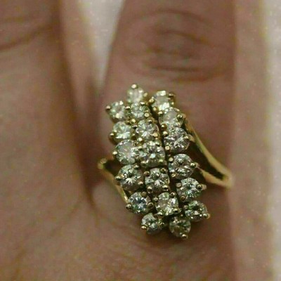 3Ct Round Lab-Created Cocktail Waterfall Engagement Ring 14k Yellow Gold Plated