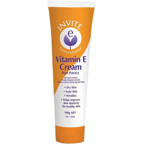 Invite Vitamin E Cream 100g High Potency Dry Flaky Skin Wrinkles