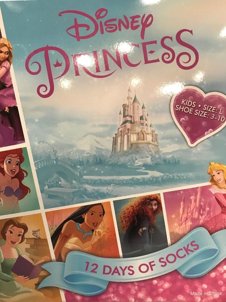 Disney Princess Girls 12 Days of Christmas Holiday Socks 12 Pair Large (3-10) - Image 2 of 2