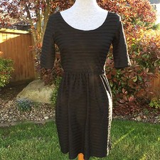 Gap XS Dress Fit Flare Skater Black Stripe NWT New Trendy Wide Scoop Neck