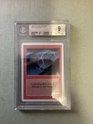 MTG 3rd 1994 Lightning Bolt Revised BGS 9.0 MINT Beckett graded, clean ...