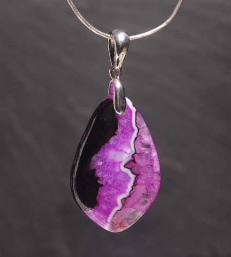 Unikat Edelstein Anhänger Achat pink rosa für Kette und Band Rose Steinschatz - Bild 4 von 31