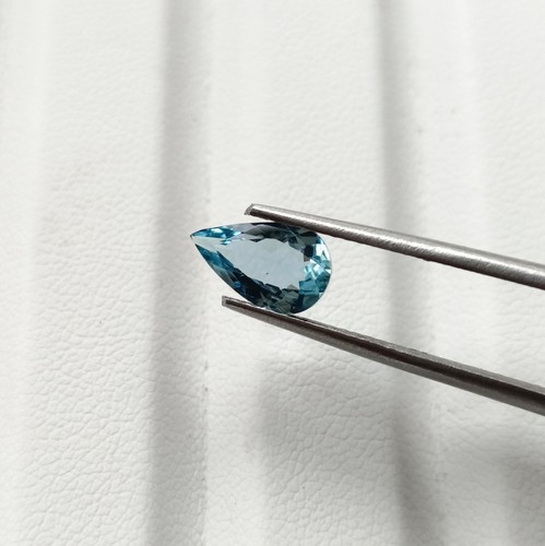 0.95 Cts 9.1x5.7 mm Certified Aquamarine Pear Santa Maria Blue Natural Gemstone